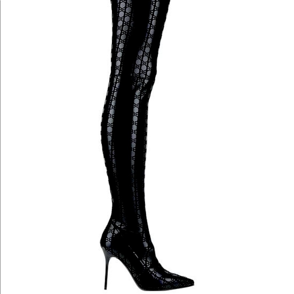 ISO Balmain Over the Knee Stretch Leather Monogrammed Boots in 38.5 or a 39!
